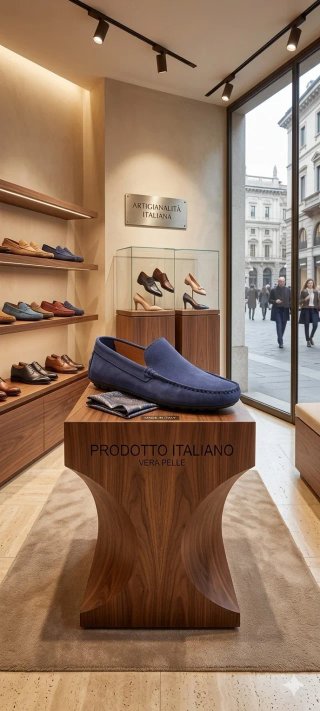 Mocassini uomo in pelle blu italy