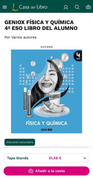 LIBRO NUEVO DE FÍSICA Y QUÍMICA 4° ESO OXFORD