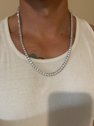 Collar Baño Oro Blanco Circonitas