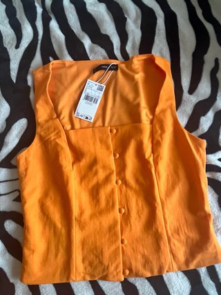 Conjunto chaleco y pantalón naranja Mango