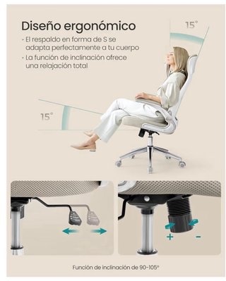 Silla de Oficina SONGMICS Beige y Blanca