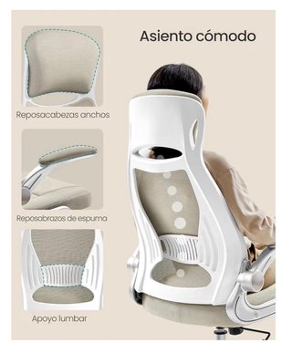 Silla de Oficina SONGMICS Beige y Blanca