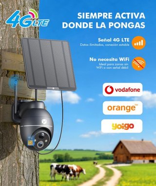 Cámara Vigilancia Exterior 4G LTE con SIM