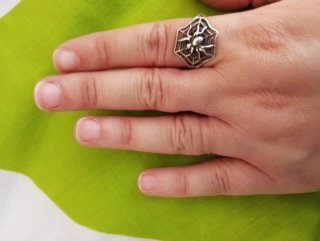 Anillo Plata Telaraña con Araña