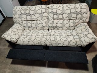 Sofá 2 Plazas Reclinable Beige/Negro/gris