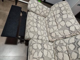 Sofá 2 Plazas Reclinable Beige/Negro/gris