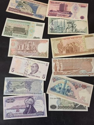 Lote de 12 billetes de Turquía