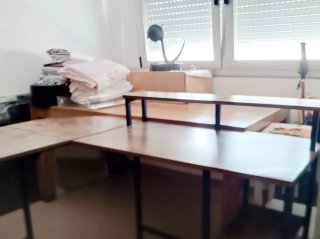 Escritorio en L madera y metal