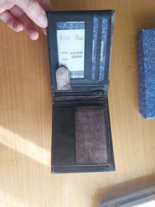 Cartera hombre vaquera marrón y gris