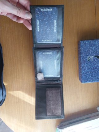 Cartera hombre vaquera marrón y gris