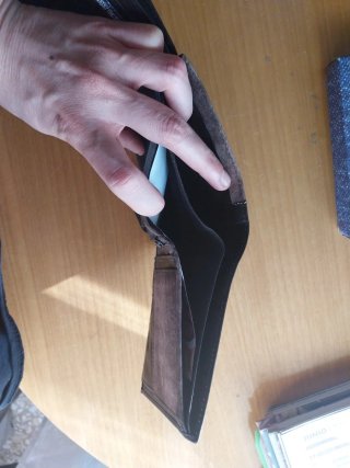Cartera hombre vaquera marrón y gris