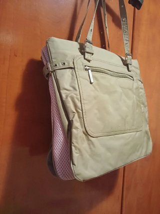 Bolso Misako marrón, rosa y beige.
