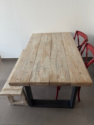 Mesa comedor madera natural y metal