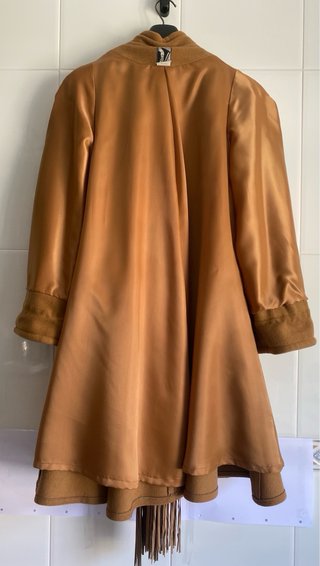 Abrigo Capa Lana Vintage Camel Flecos Talla Única