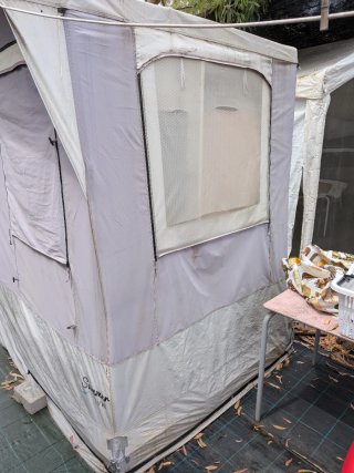 Cocina de camping de tela y metal