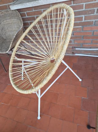 Silla Ratán Acapulco Beige y Blanca