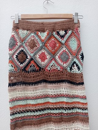Falda larga crochet algodón multicolor