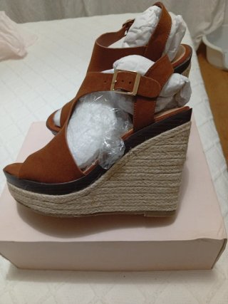 Sandalias Cuña Marrón Justfab