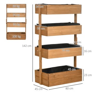 Jardinera Madera 4 Niveles Elevada