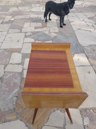 Mesita de noche marquetería madera