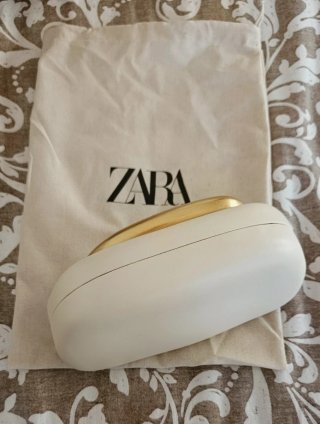 Bolso de mano Zara beige/dorado