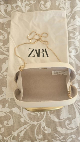Bolso de mano Zara beige/dorado