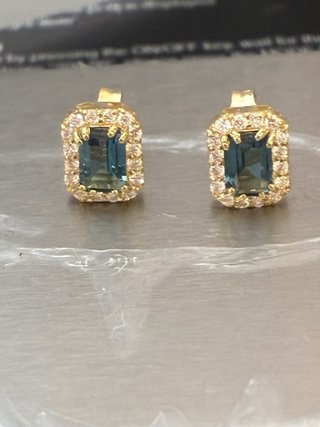 Pendientes Oro Topacios y Diamantes Naturales