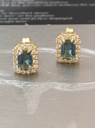 Pendientes Oro Topacios y Diamantes Naturales