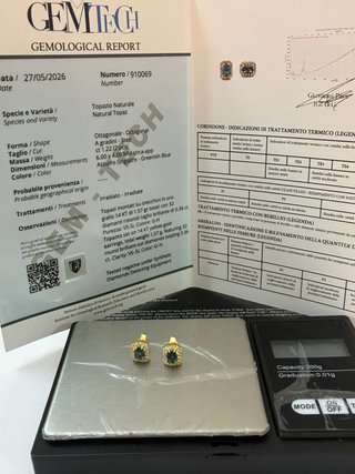 Pendientes Oro Topacios y Diamantes Naturales