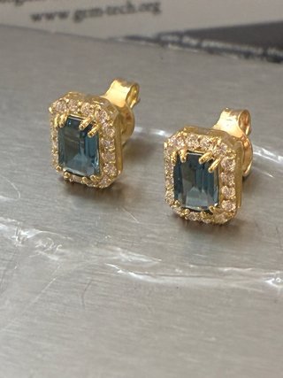 Pendientes Oro Topacios y Diamantes Naturales