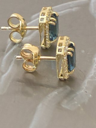 Pendientes Oro Topacios y Diamantes Naturales