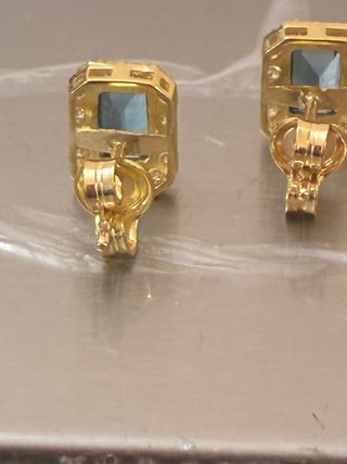 Pendientes Oro Topacios y Diamantes Naturales
