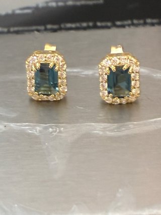 Pendientes Oro Topacios y Diamantes Naturales