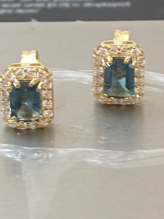 Pendientes Oro Topacios y Diamantes Naturales