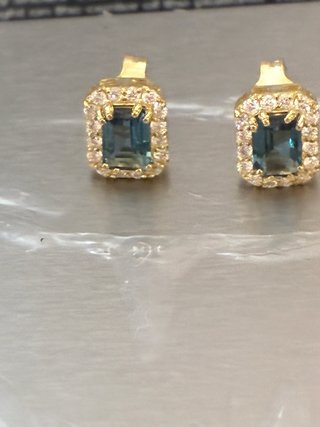 Pendientes Oro Topacios y Diamantes Naturales
