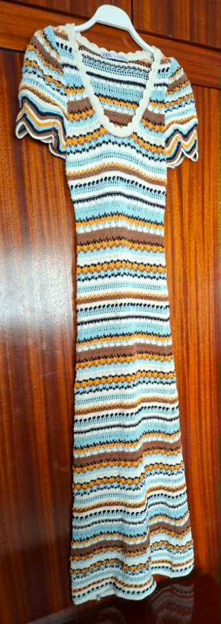 Vestido crochet Zara multicolor largo Talla S