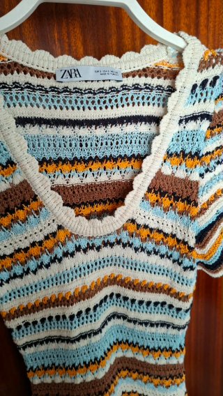 Vestido crochet Zara multicolor largo Talla S