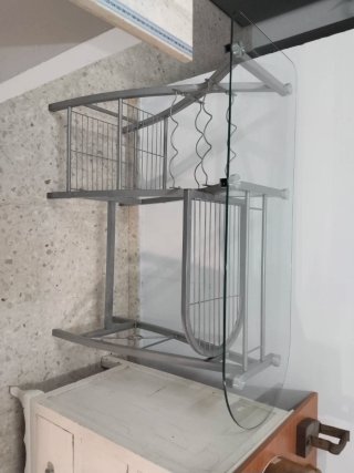 Mesa Auxiliar Cocina Cristal y Metal