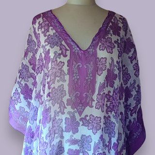 Túnica boho morada y blanca talla única