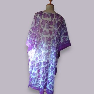 Túnica boho morada y blanca talla única