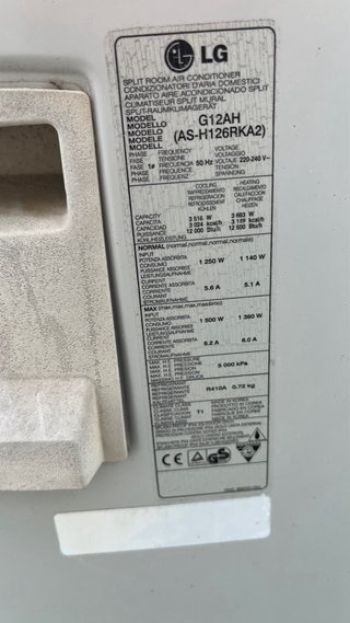 Aire Acondicionado LG (incluye gas) 3000 frigorías