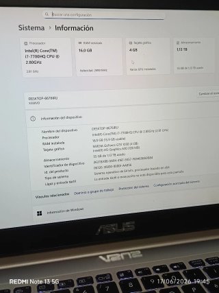 Asus Vivobook Pro con pantallón 4K • i7 • 16GB • G