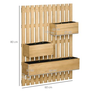 Jardinera de Madera con Enrejado y 3 Macetas