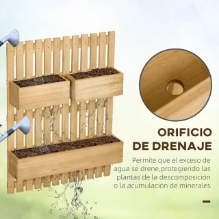 Jardinera de Madera con Enrejado y 3 Macetas