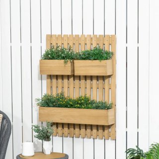 Jardinera de Madera con Enrejado y 3 Macetas