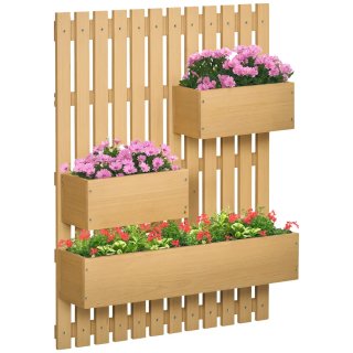 Jardinera de Madera con Enrejado y 3 Macetas