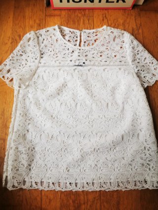 Blusa Massimo Dutti Encaje Blanca