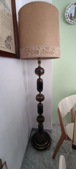 Lámpara de pie vintage tela y metal