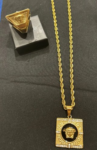 Conjunto Cadena y Anillo talla 10 20mm baño en oro