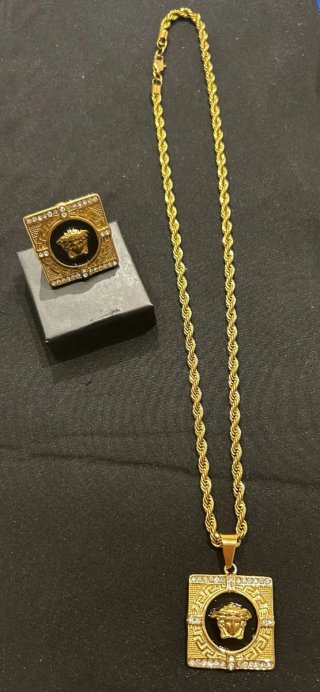 Conjunto Cadena y Anillo talla 10 20mm baño en oro